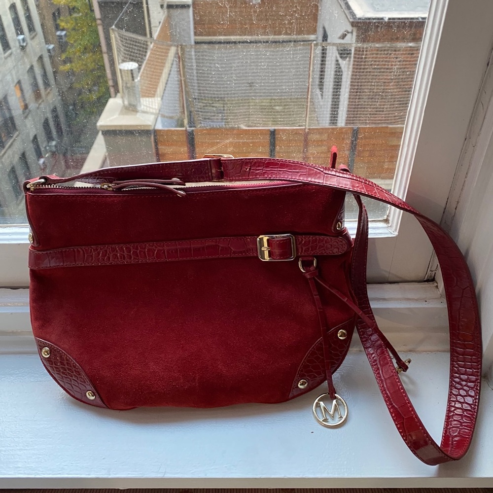 Red suede max mara bag